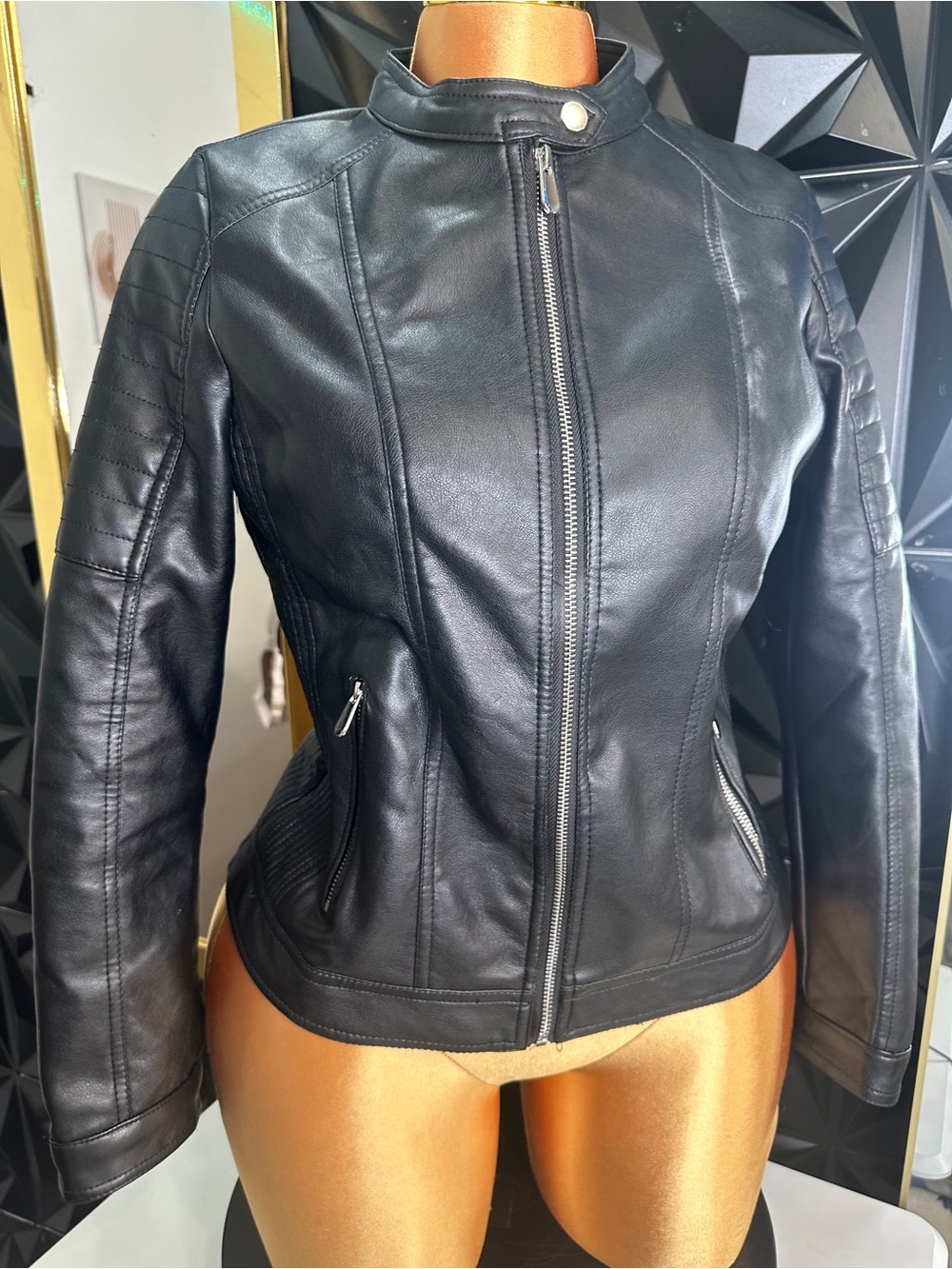 🔥🧥Black Faux Leather Moto Jacket - Women